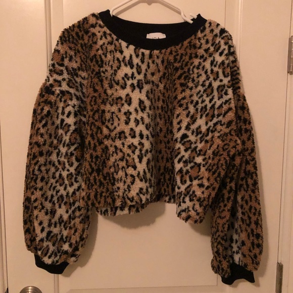 J.O.A. Sweaters - J.O. A. (just one answer) cheetah furry sweater